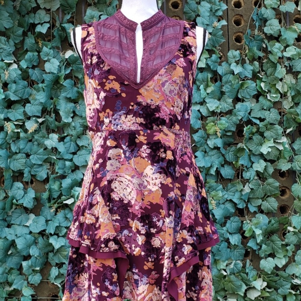 Beautiful free people velvet and lace dress